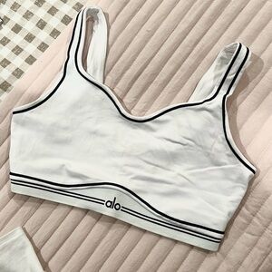 ALO Yoga White and Black Sports Bra